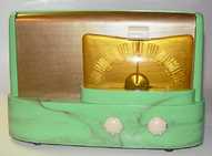Emerson 511 (marbled green beetle) Compact Table Radio (1947)