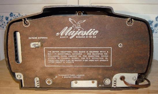 Majestic 5A410 Bakelite Table Radio Rear View (1946)